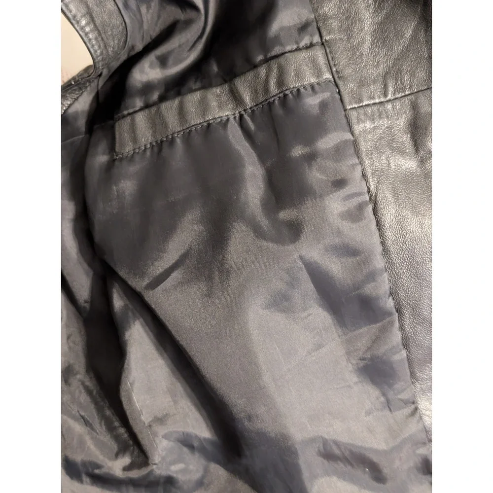 Black Leather Vest Mens Sleeveless‎ Button Up Biker Western Cowboy XXL